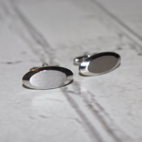 Vintage silver Hickok oval cufflinks - Picture 4 of 5